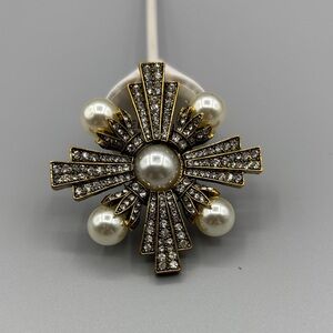 Elegant Gold and Silver Pearl Maltese Cross Brooch JP307 2/$20